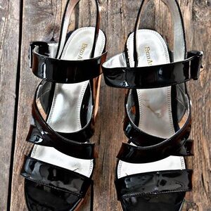 Enzo Angiolini Black Patent Leather Cork Platform Heels – Size 10M, Worn Once